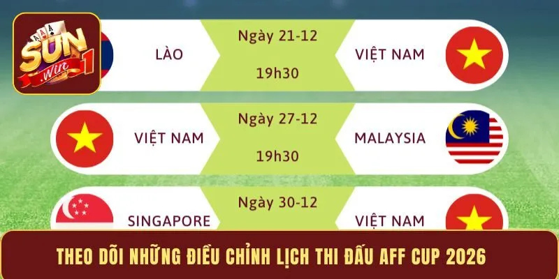 Theo dõi những điều chỉnh lịch thi đấu AFF Cup 2026